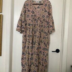 Pink Bell Sleeve Maxi Dress